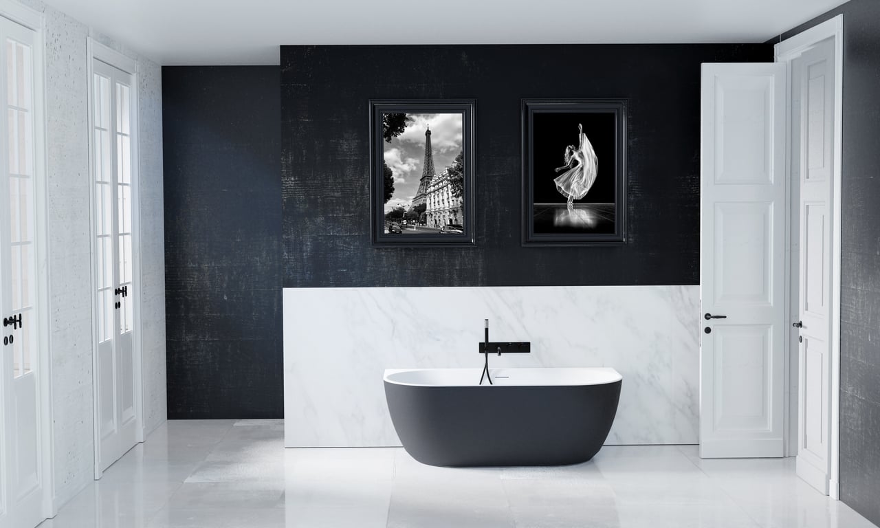 Luca Varess Otello 2-Personen halb freistehende Badewanne: 170 x 80 cm, Acryl, Schwarz Matt