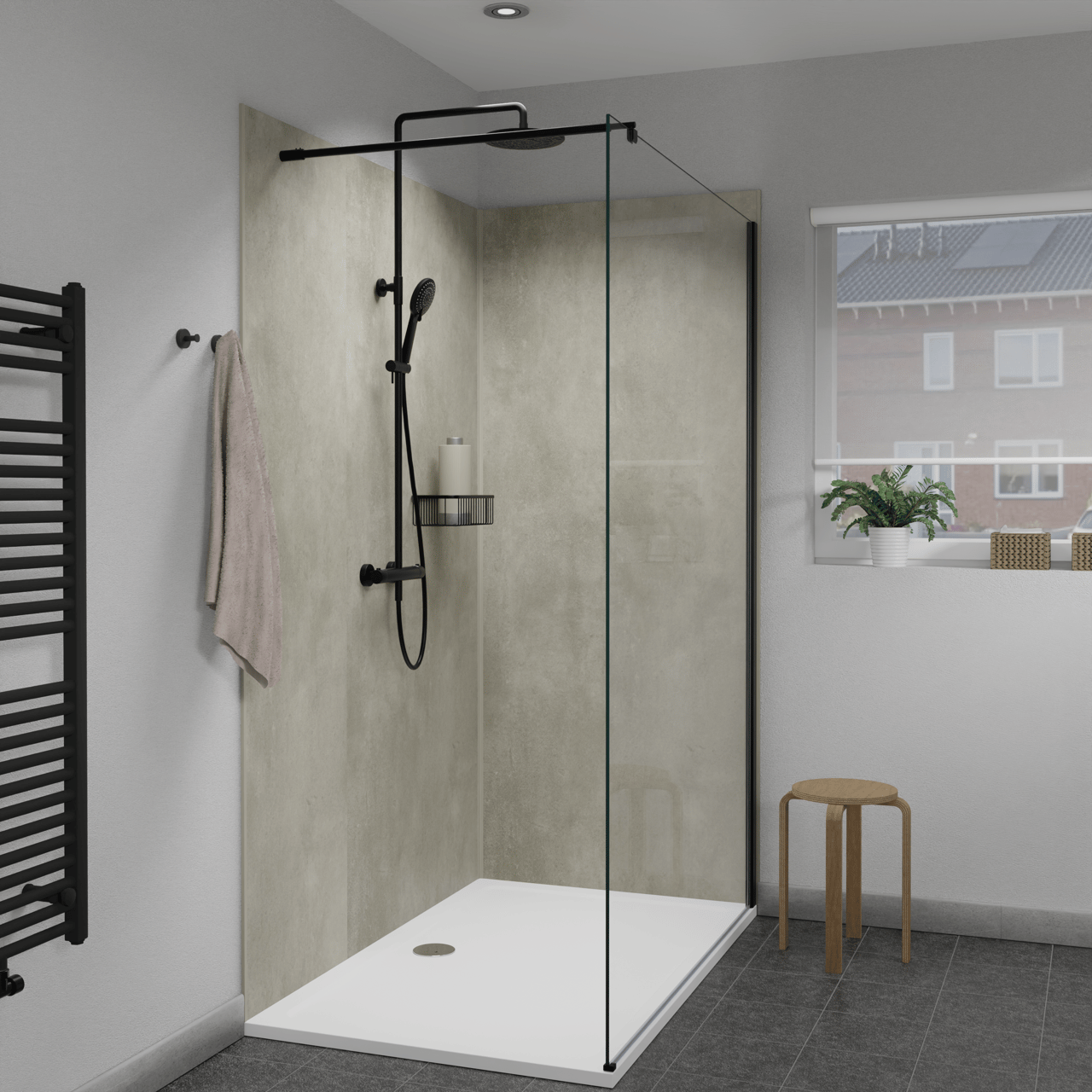 Linie Fresco Duschrückwand Set 2 x 90x210 cm, SPC, Casablanca Beige