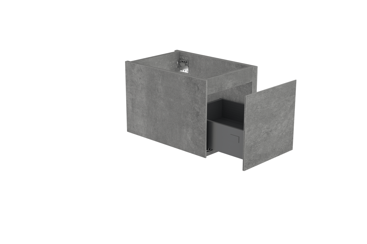 Storke Edge hängender Waschbeckenunterschrank: 35 x 52 cm, Beton dunkelgrau, 1 Schublade