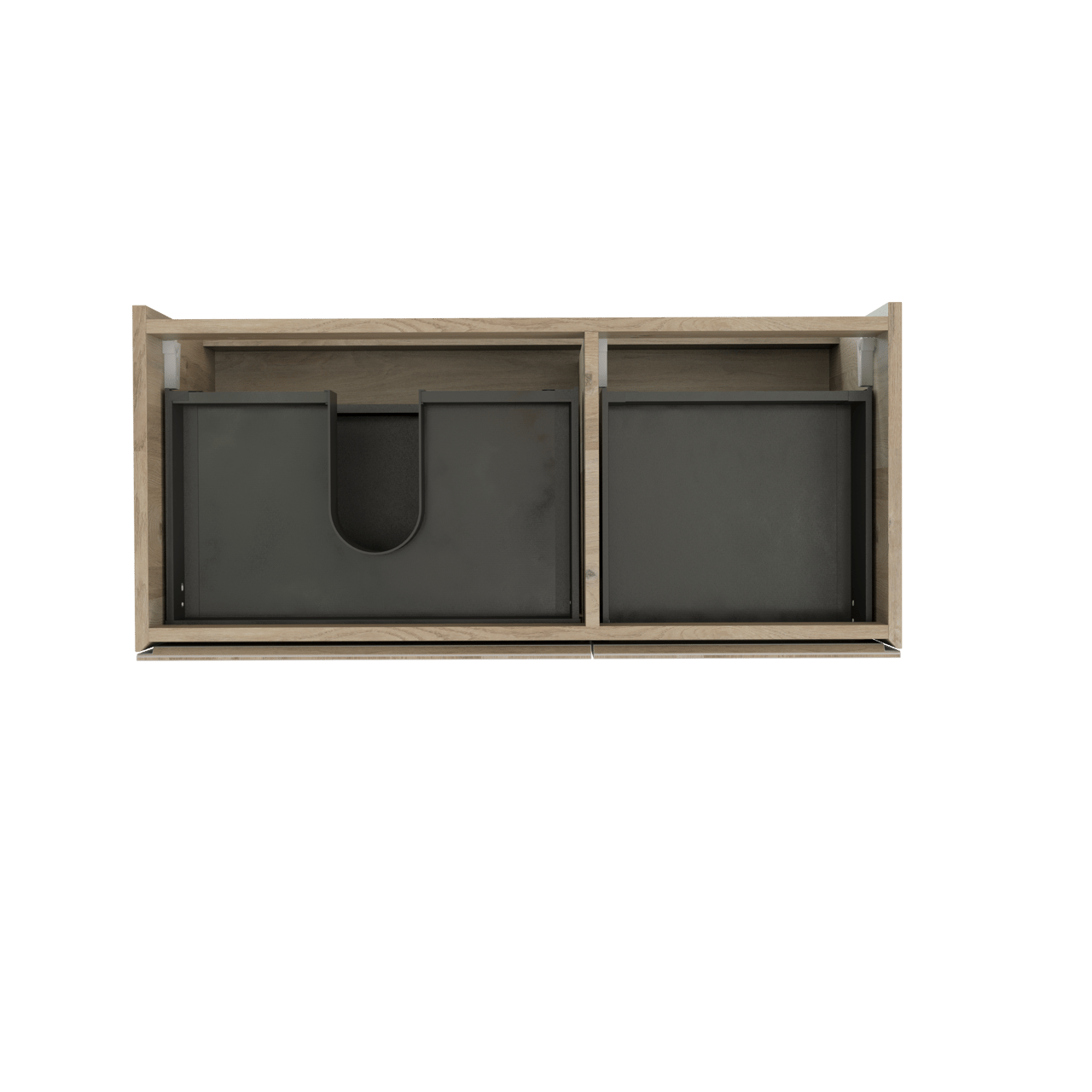 Storke Edge zwevende wastafelonderkast 100 x 46 cm asymmetrisch links ruwe eik 3 lades