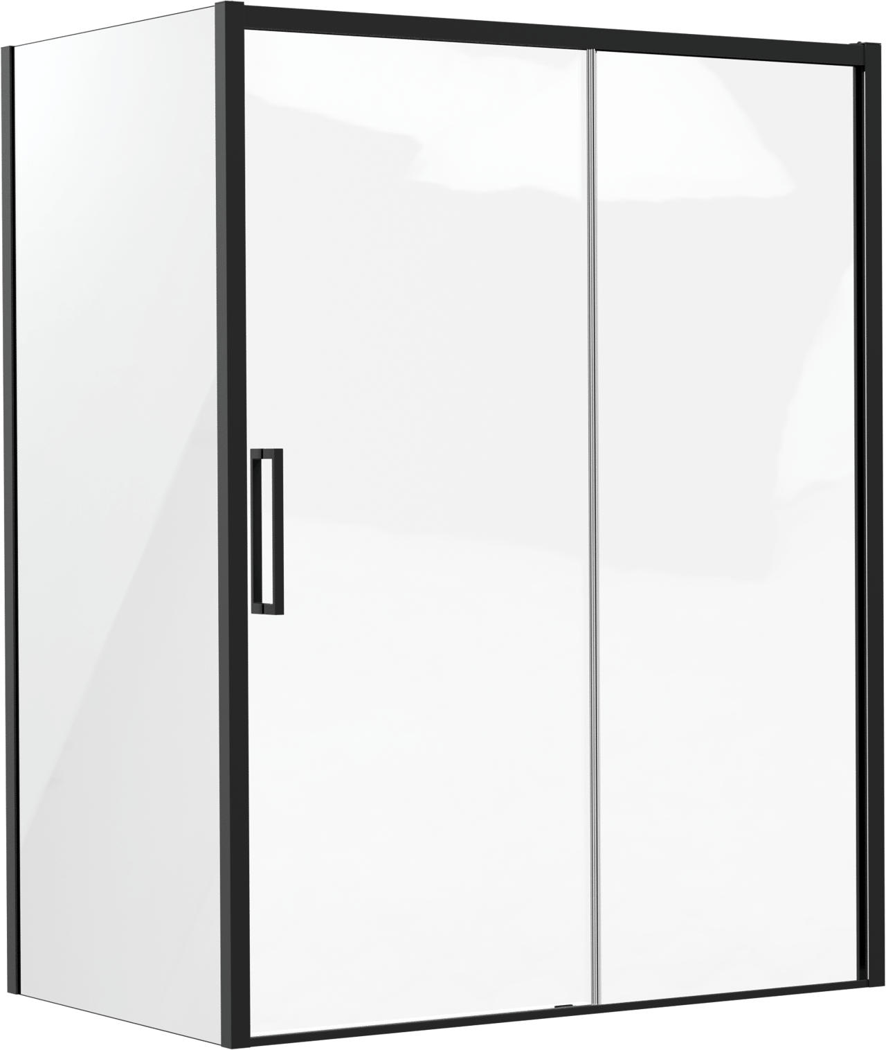 Luca Varess Senses douchehoek met schuifdeur en vaste zijwand 160 x 100 cm helder glas mat zwart profiel