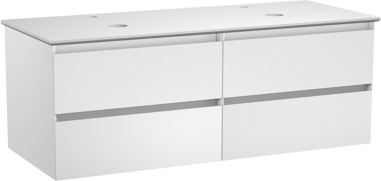 Balmani Mitra meuble salle de bains suspendu 135 x 55 cm blanc mat avec Facetta tablette double en solid surface blanc mat