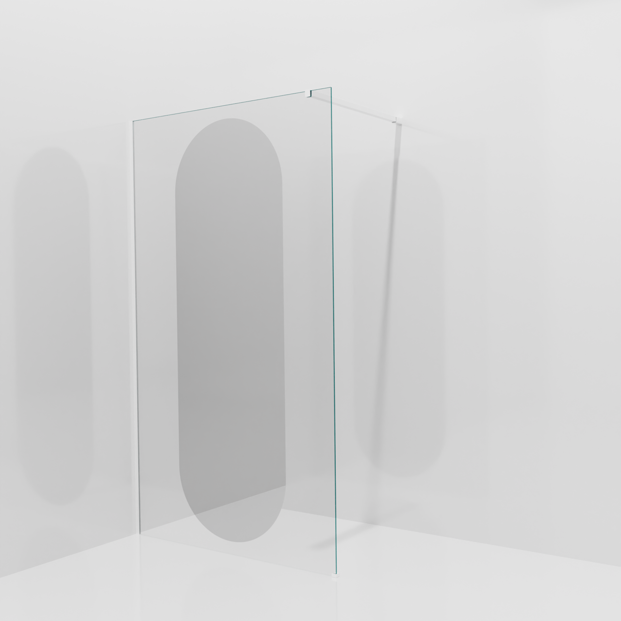 Balmani Modular douche à l'italienne: 120 x 200 cm, Miroir reflex ovale, Profil Blanc mat