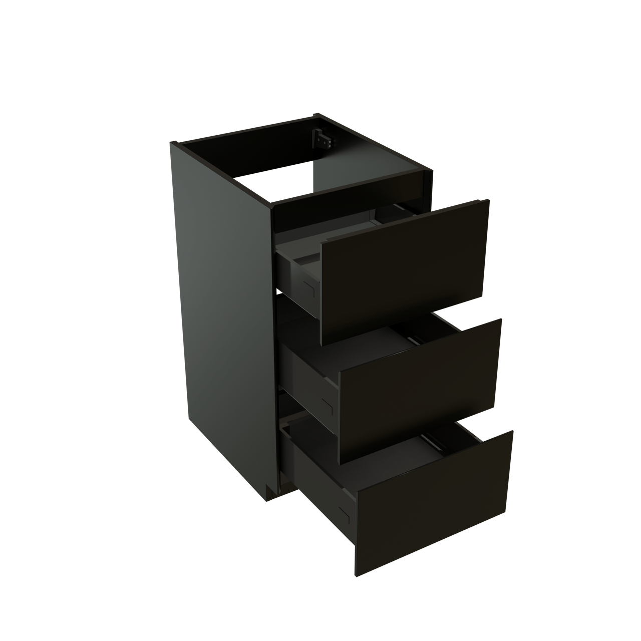 Storke Edge staande wastafelonderkast 45 x 52 cm Mat Zwart 3 lades