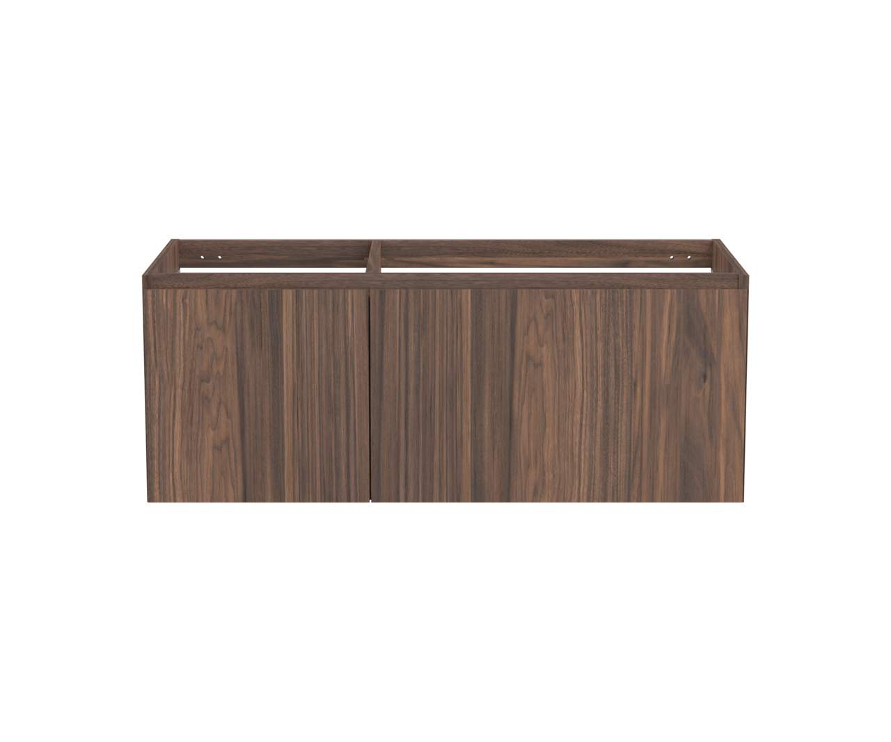 Balmani Idra by Mitra hängender Waschbeckenunterschrank: 120 x 55 cm, asymmetrisch rechts, Nussbaum, Furnierholz, 4 Schubladen