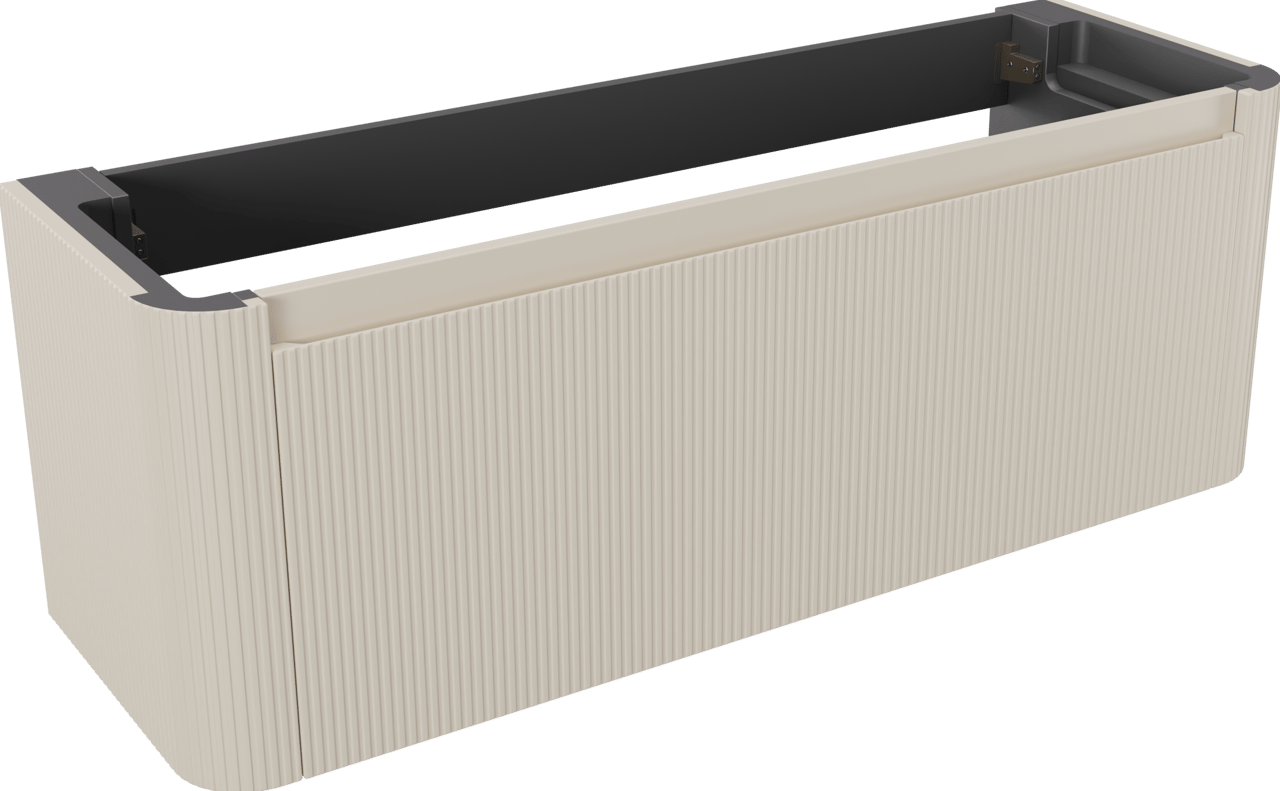 Storke Soft zwevende wastafelonderkast 140 x 46 cm Sand mat 2 lades vert. sym. Groef