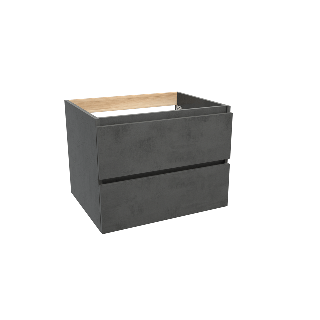Balmani Lucida hängender Waschbeckenunterschrank: 67,5 x 55 cm, Beton dunkelgrau, 2 Schubladen