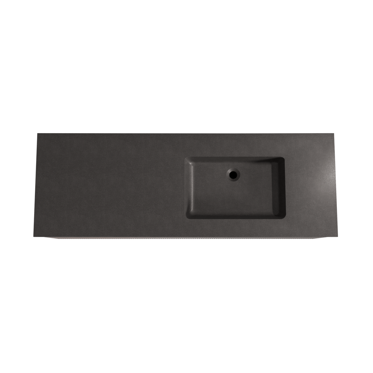 Storke Ribs zwevend badmeubel 150 x 52 cm notenhout met Scuro asymmetrisch rechtse wastafel in kwarts mat zwart, Verticale symmetrische rechte ribbel
