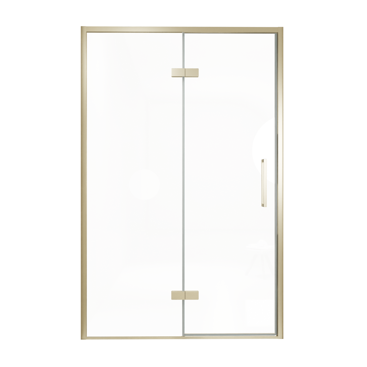 Balmani Senses Design porte pivotante à gauche 140 cm x 210 cm verre transparent, Profil Brushed Champagne Gold, coating inclus