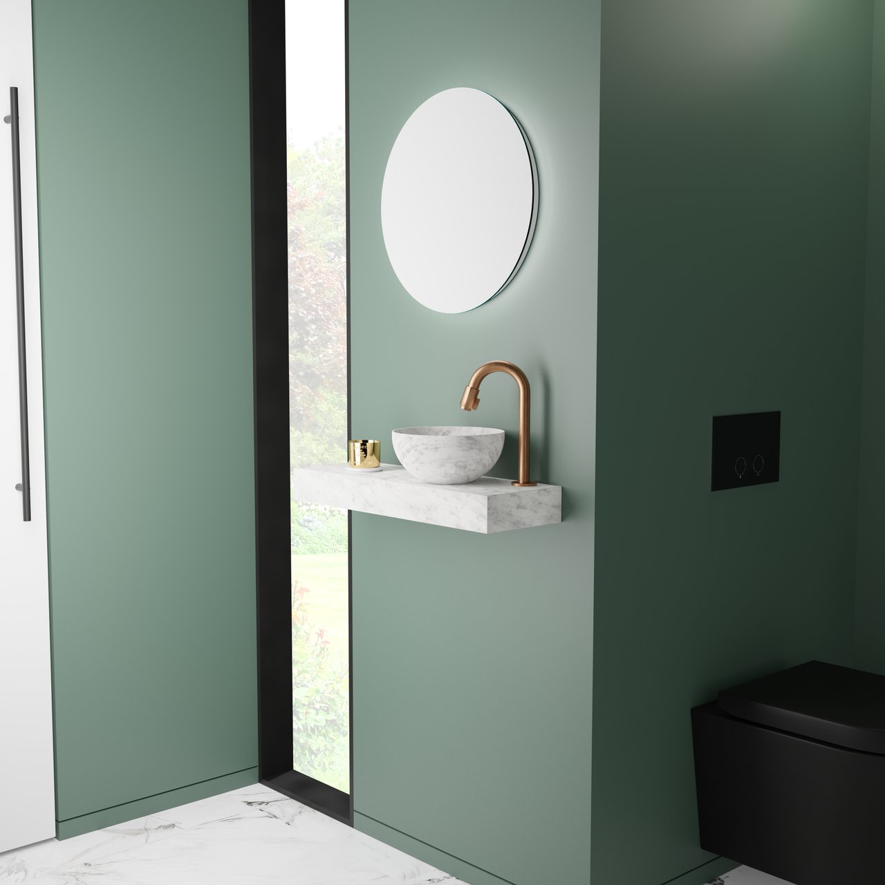 Balmani Nova handenwasser 60 x 20 cm Carrara marmer