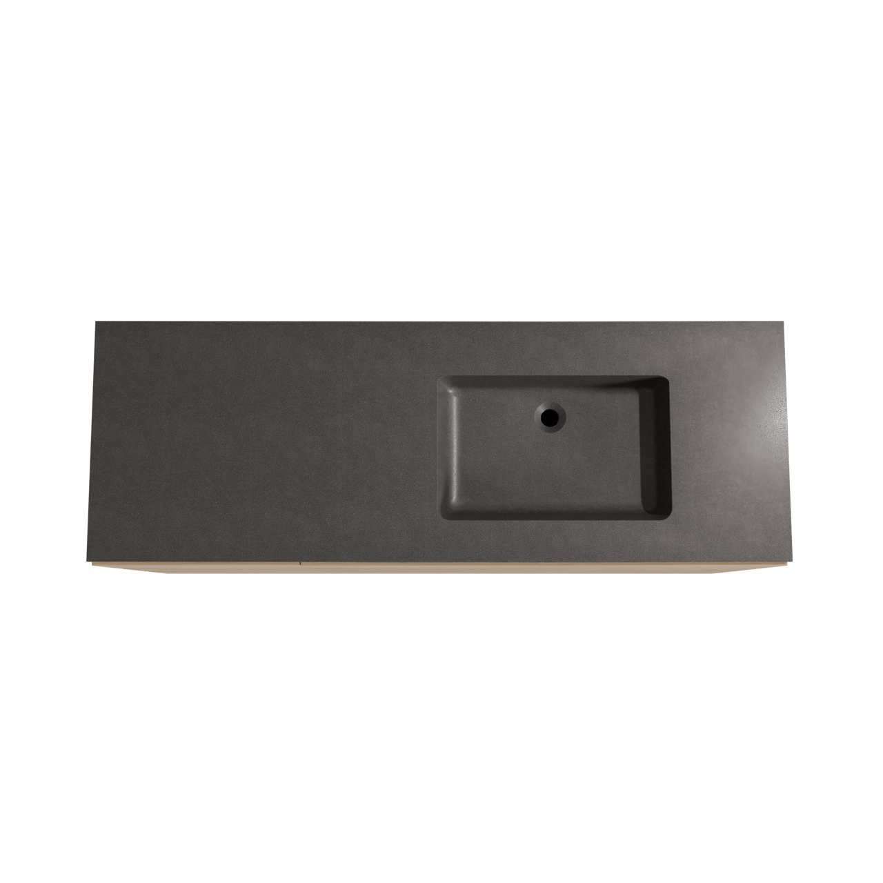 Storke Edge meuble salle de bains à poser 150 x 52 cm chêne brut avec Scuro plan vasque asymétrique à droite en quartz noir mat