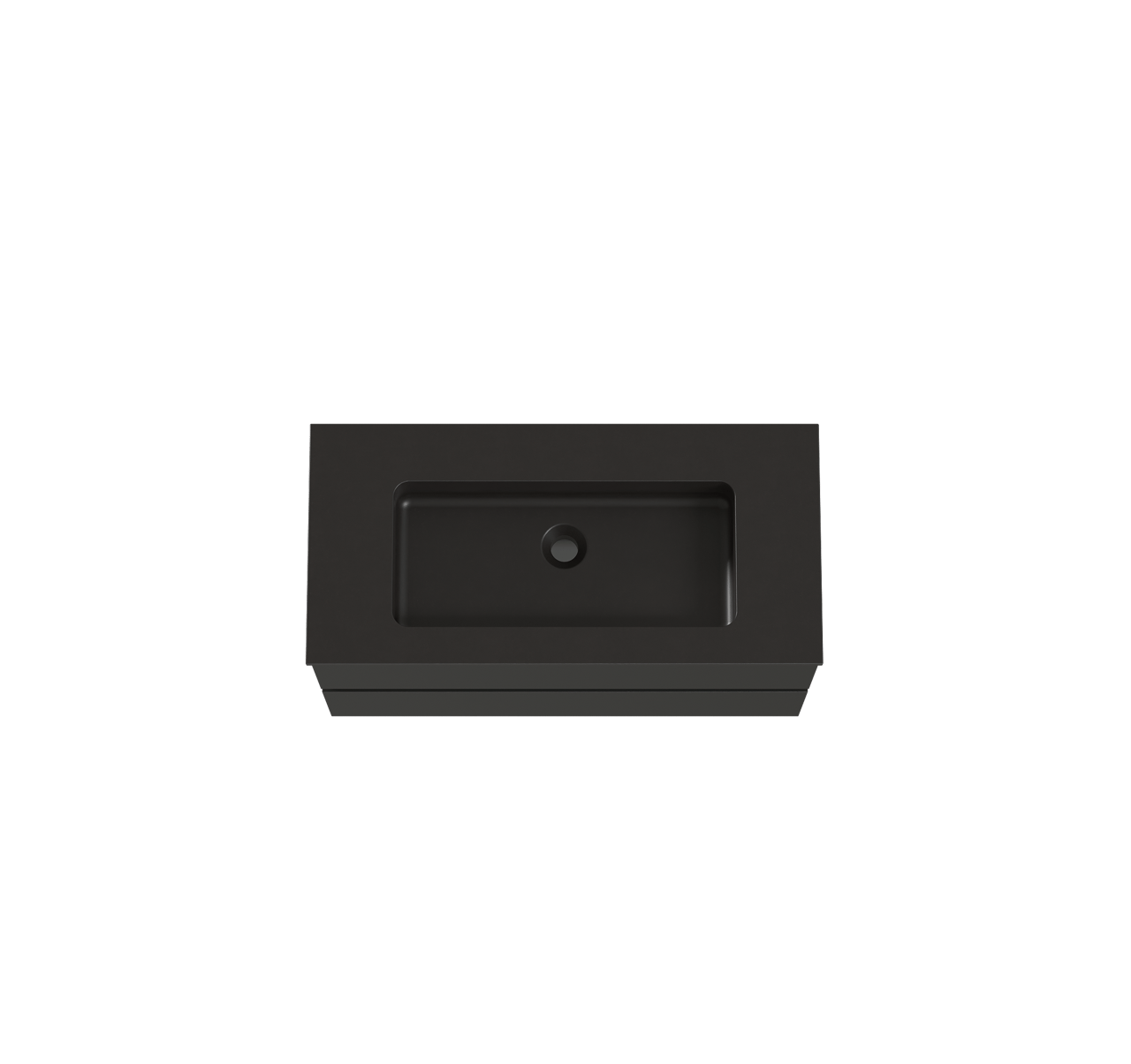 Storke Edge meuble salle de bains suspendu 80 x 40 cm noir mat avec Scuro plan simple en quartz noir mat