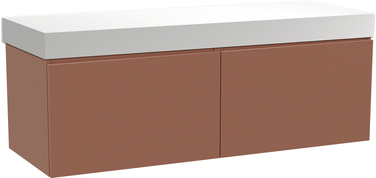 Balmani Sfera by Lucida zwevend badkamermeubel 150 x 55 cm cotto met Dominus enkel of dubbel tablet in solid surface mat wit