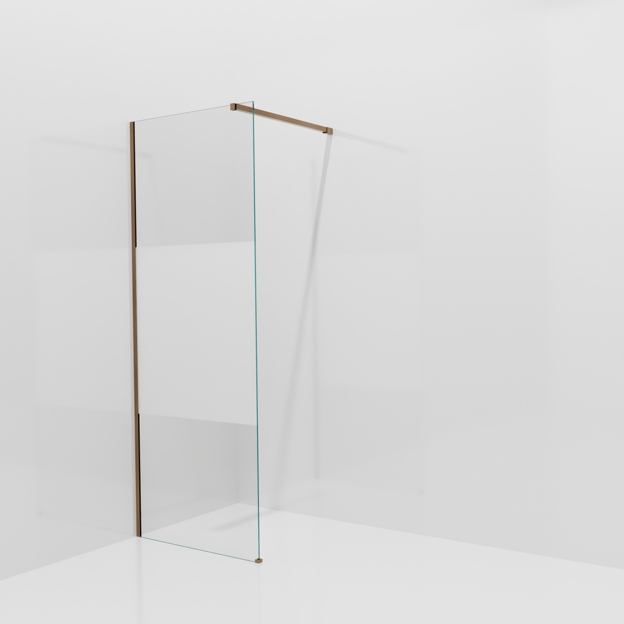 Balmani Modular inloopdouche: 80 x 200 cm, Helder glas met matte strook met coating, Brushed Rosegold profielen