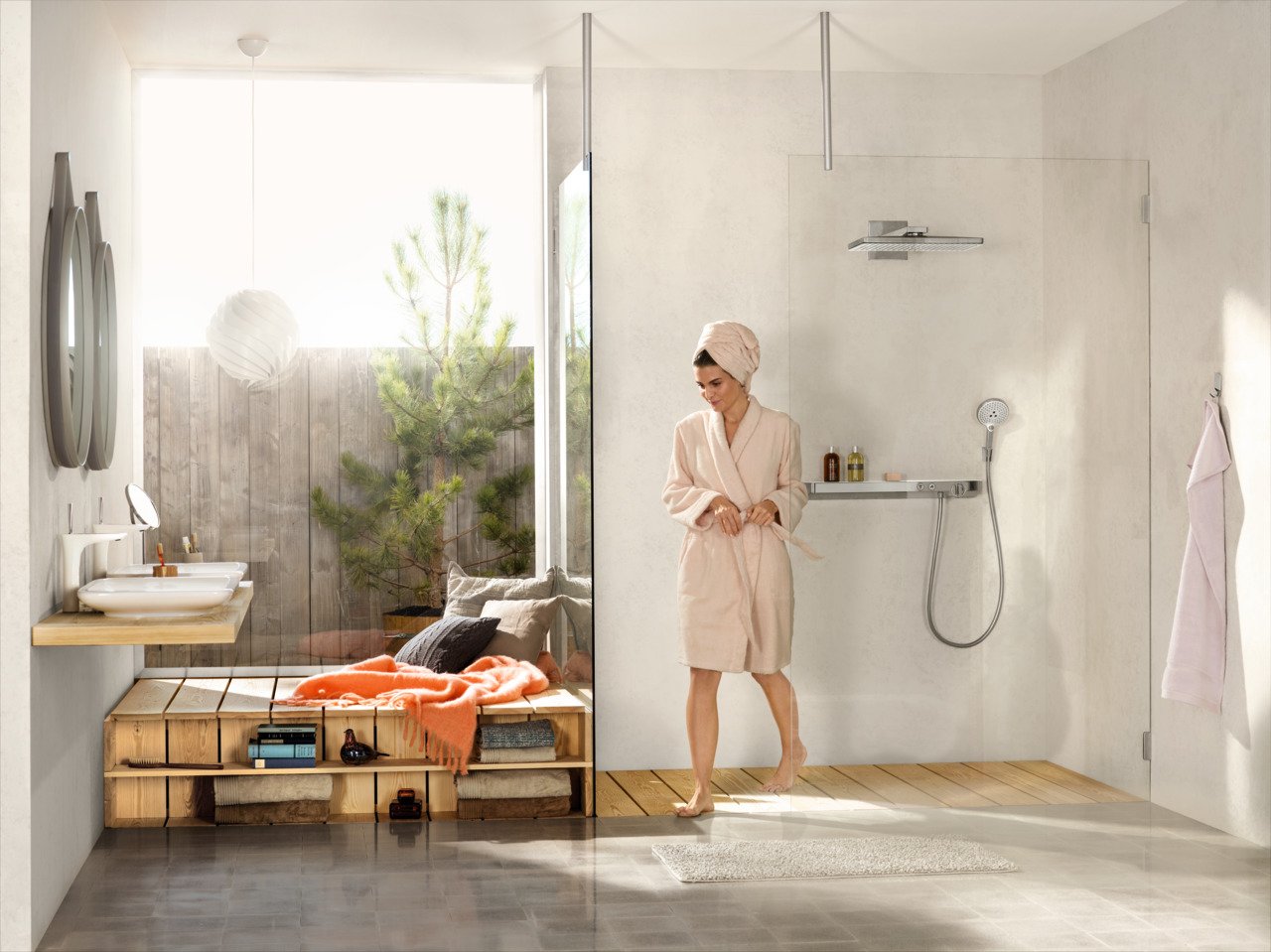 Hansgrohe Rainmaker Select rechthoekige regendouchekop met muursteun 46 x 27 cm Glanzend Chroom