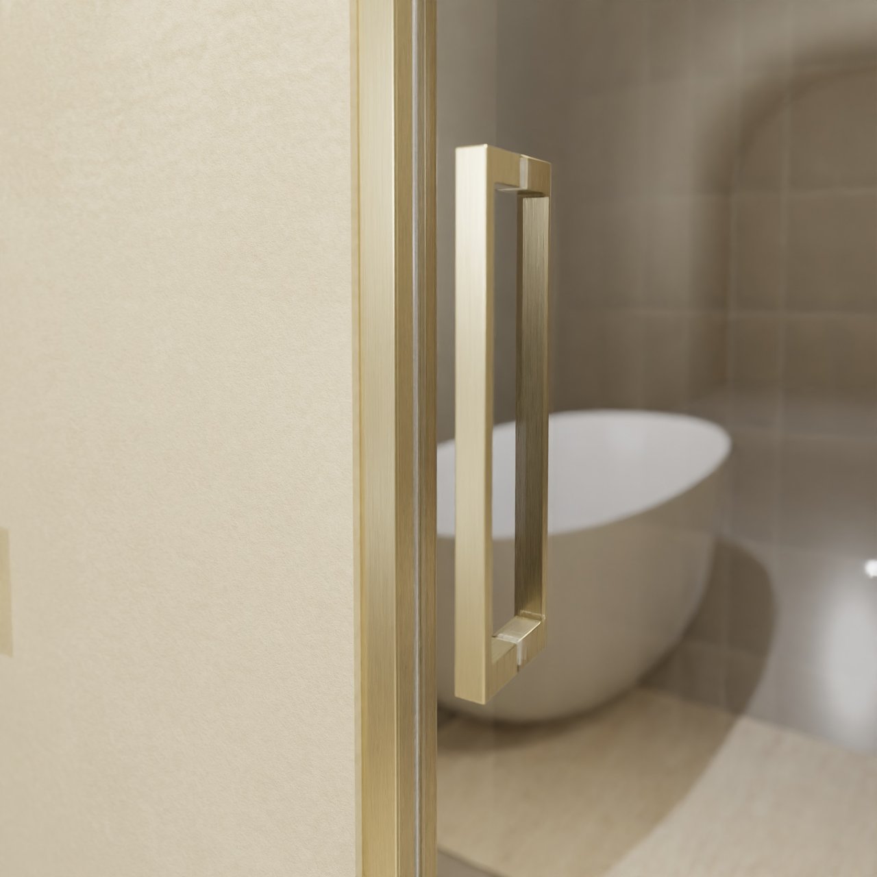 Balmani Senses Design porte coulissante à droite 160 cm x 210 cm verre Miroir Reflex, Profil Brushed Champagne Gold, coating inclus