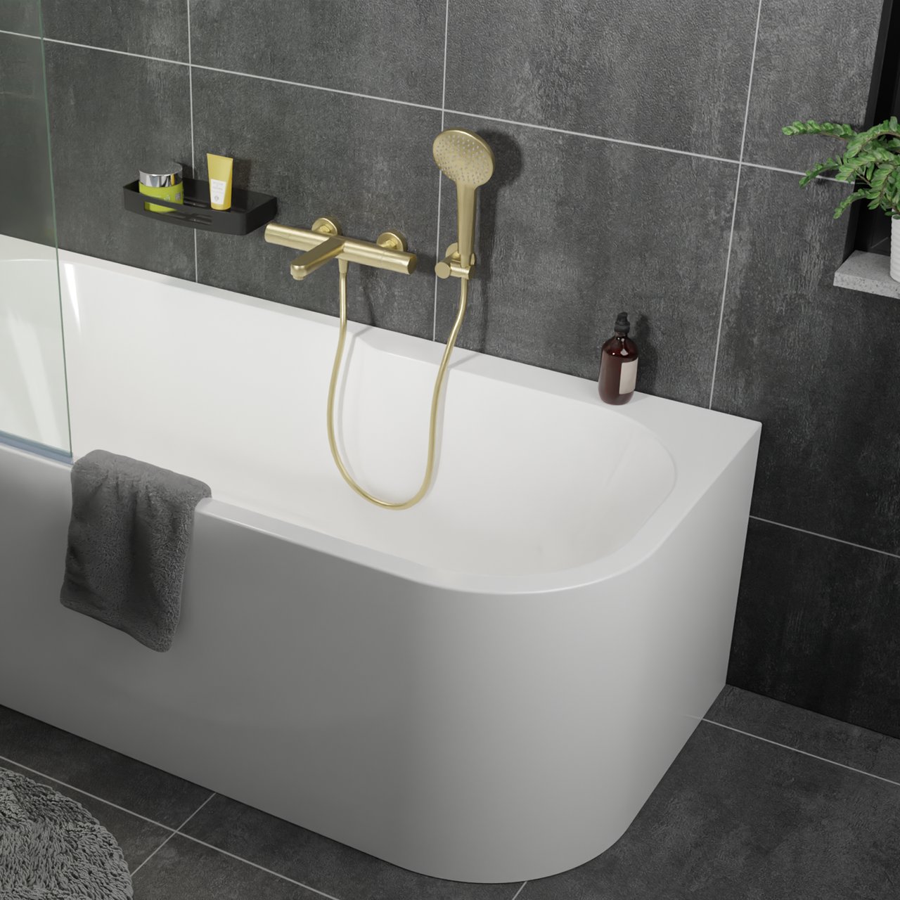 Blaufoss Round set douchette 3 fonctions de jet Brushed Champagne Gold
