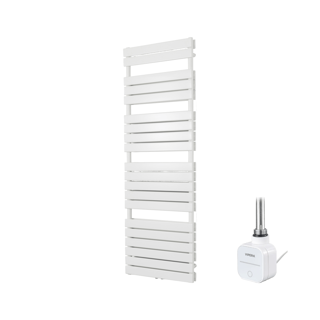 Vipera Vulcan dubbele handdoekradiator 60 x 183,5 cm elektrische verwarming mat wit zij- en middenaansluiting 1.500W, weerstand inbegrepen