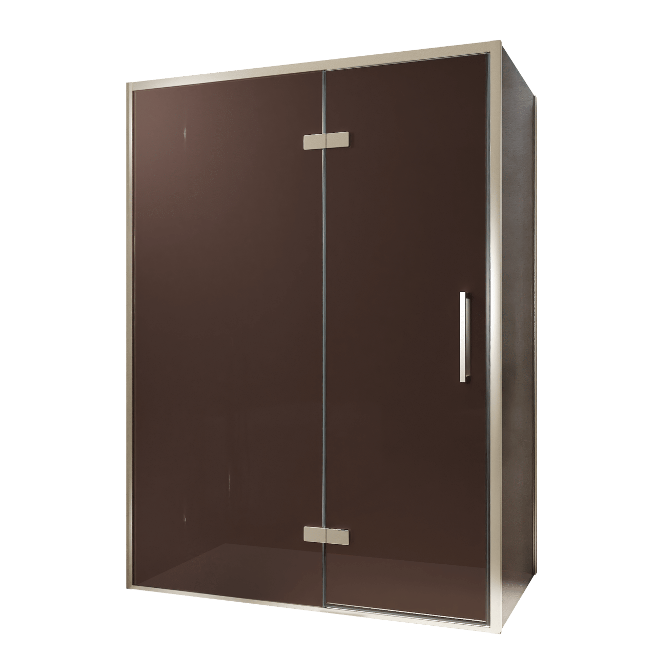 Balmani Senses Design douchehoek met linkse draaideur en vaste zijwand, 140 x 100 cm, Brons, Brushed CoolMetal profielen, met coating