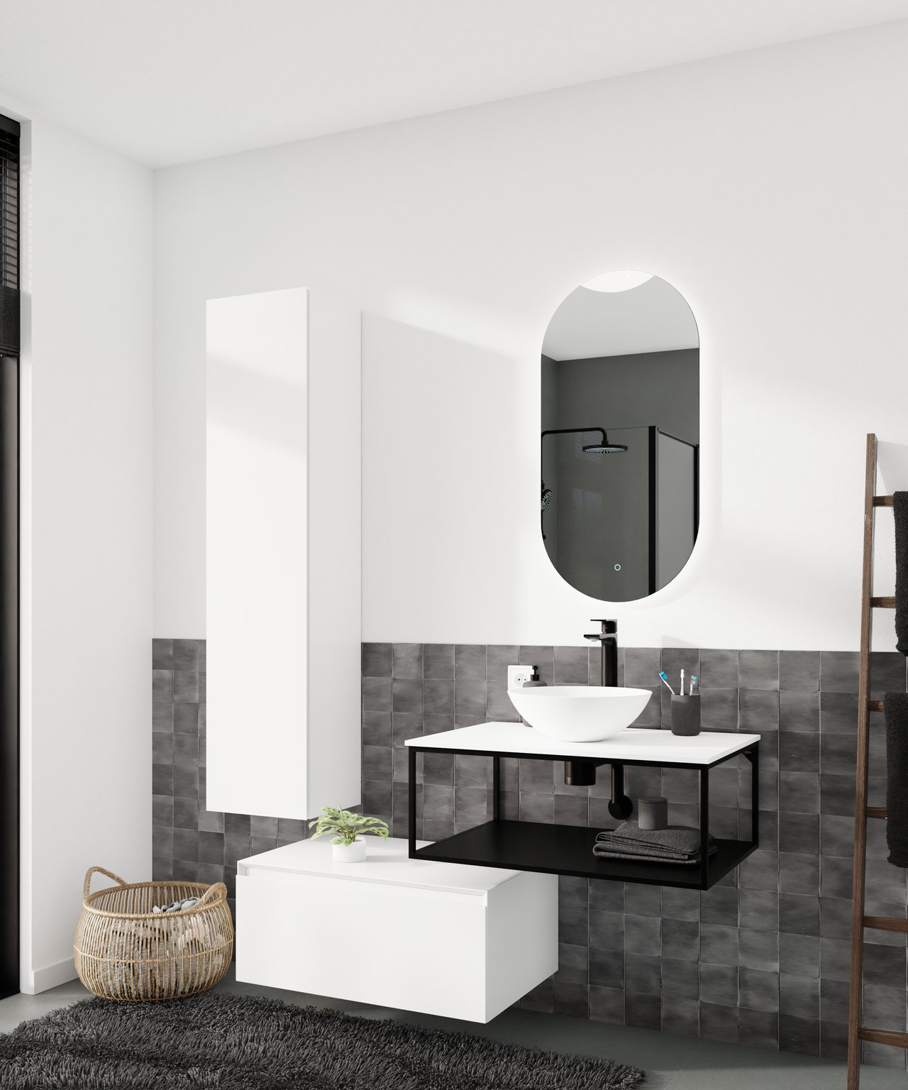 Storke Edge Modulo meuble sous-lavabo suspendu 75 x 48 cm blanc brillant 1 tiroir