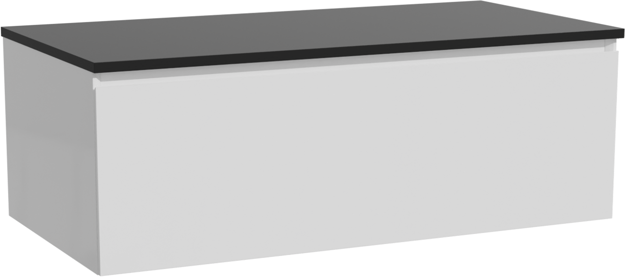Storke Edge meuble salle de bains suspendu 105 x 52 cm blanc brillant avec Panton tablette simple en mdf enduit de poudre noir mat