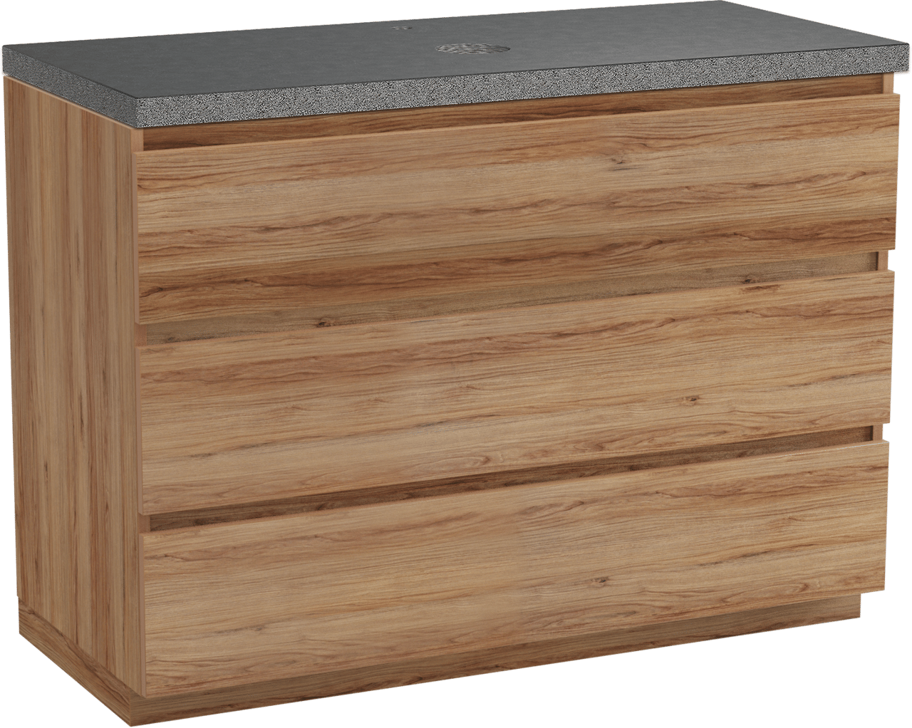 Balmani Lucida staand badkamermeubel 120 x 55 cm teak met Rock enkel tablet in graniet zwart