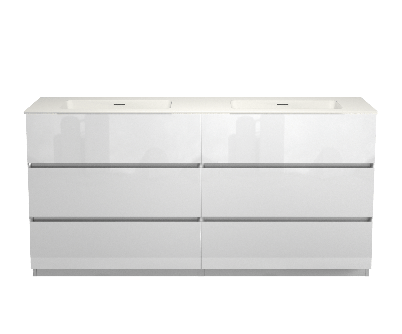 Storke Edge staand badmeubel 170 x 52 cm hoogglans wit met Mata dubbele wastafel in solid surface mat wit