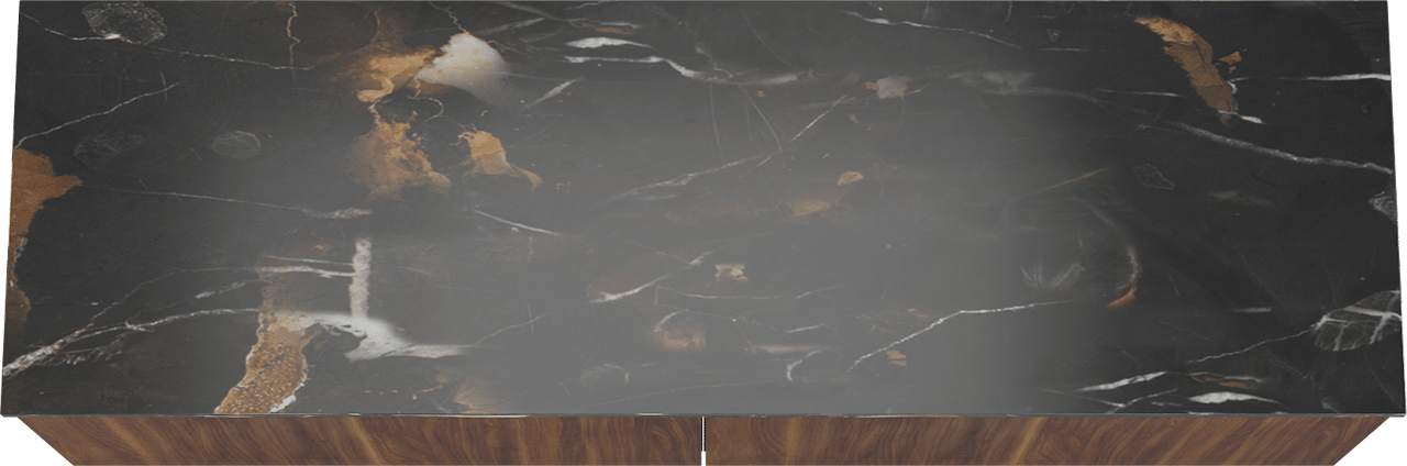 Balmani Sfera by Lucida meuble salle de bains suspendu 180 x 55 cm noyer américain avec Stretto tablette simple ou double en marbre portoro gold