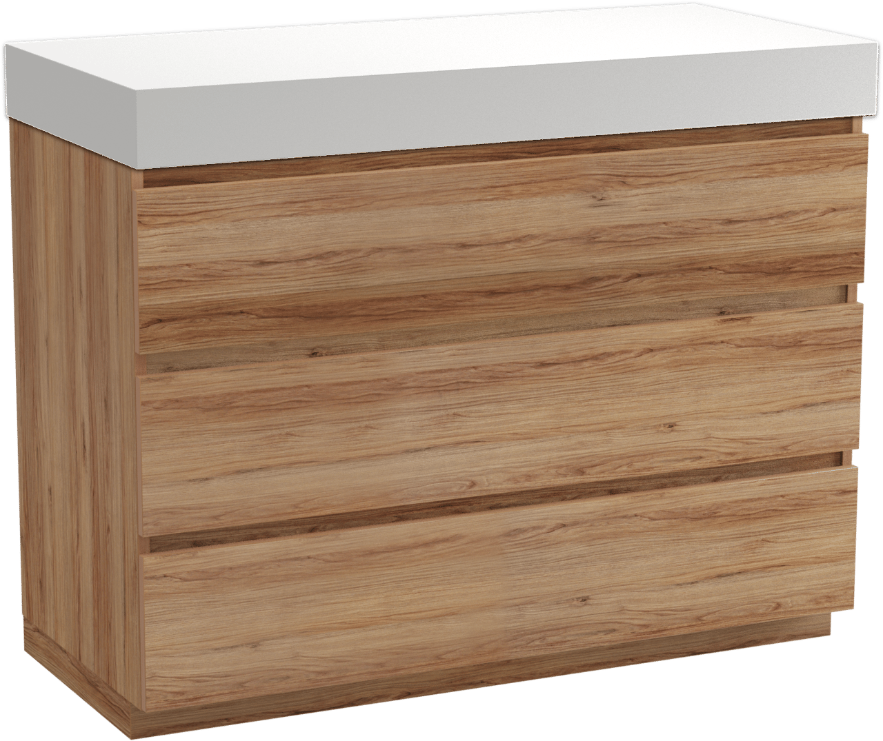 Balmani Lucida freistehendes Möbelstück Set: 120 x 55 cm, Teak, mit Dominus Einzel- oder Doppel Waschtischplatte, Solid Surface Weiß matt