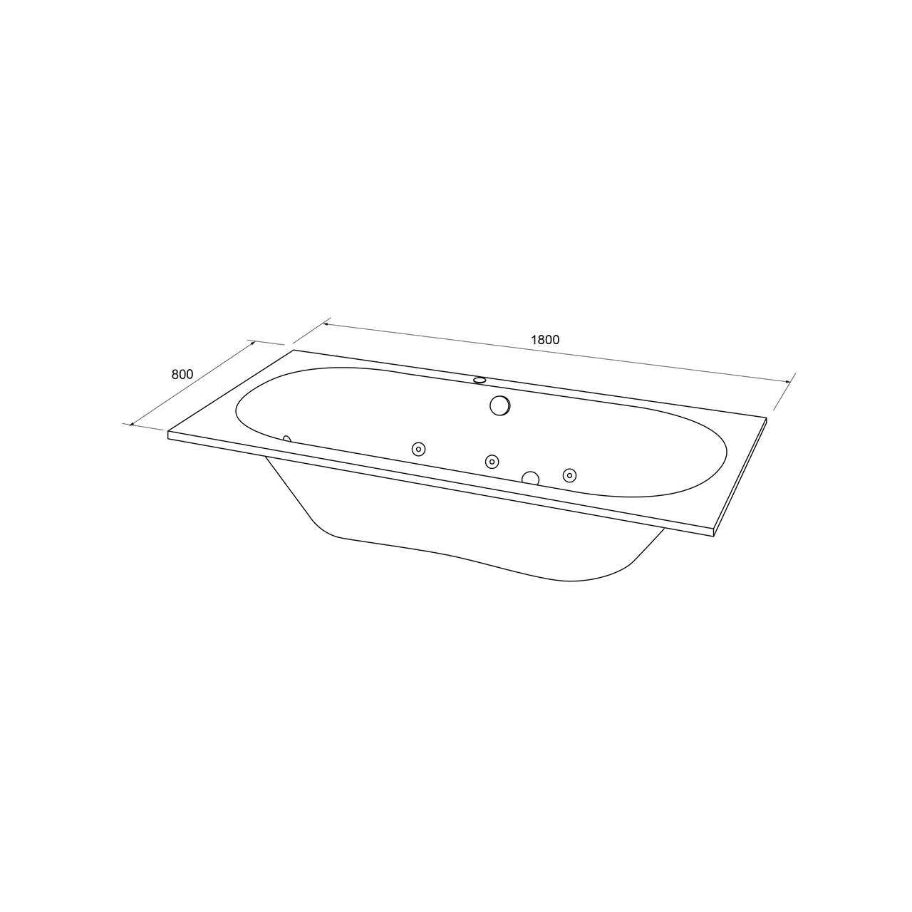 Luca Varess Rosala whirlpool 180 x 80 cm acryl Hoogglans Wit