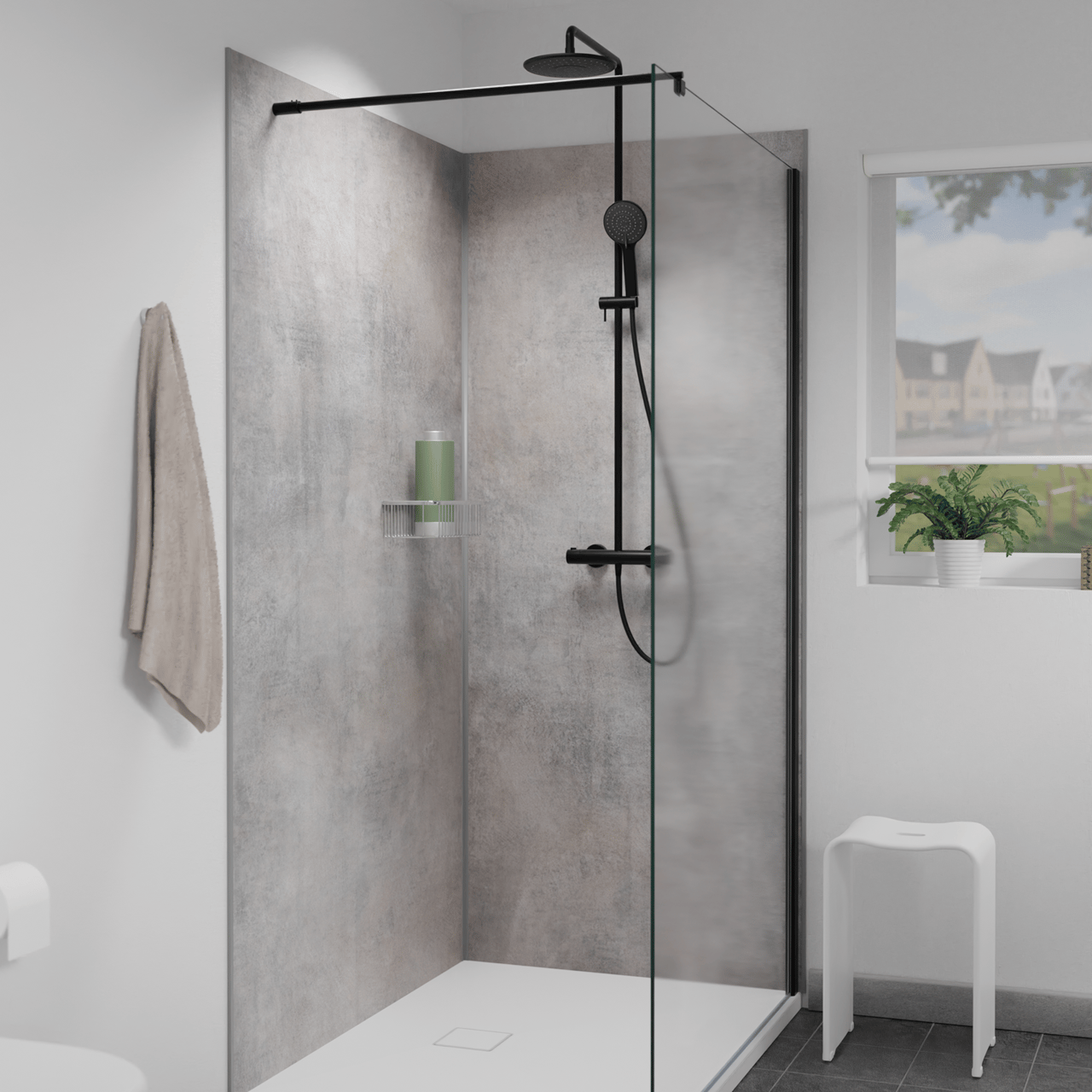 Linie Neptunus aufputz regendusche-system thermostat-armatur Schwarz Matt