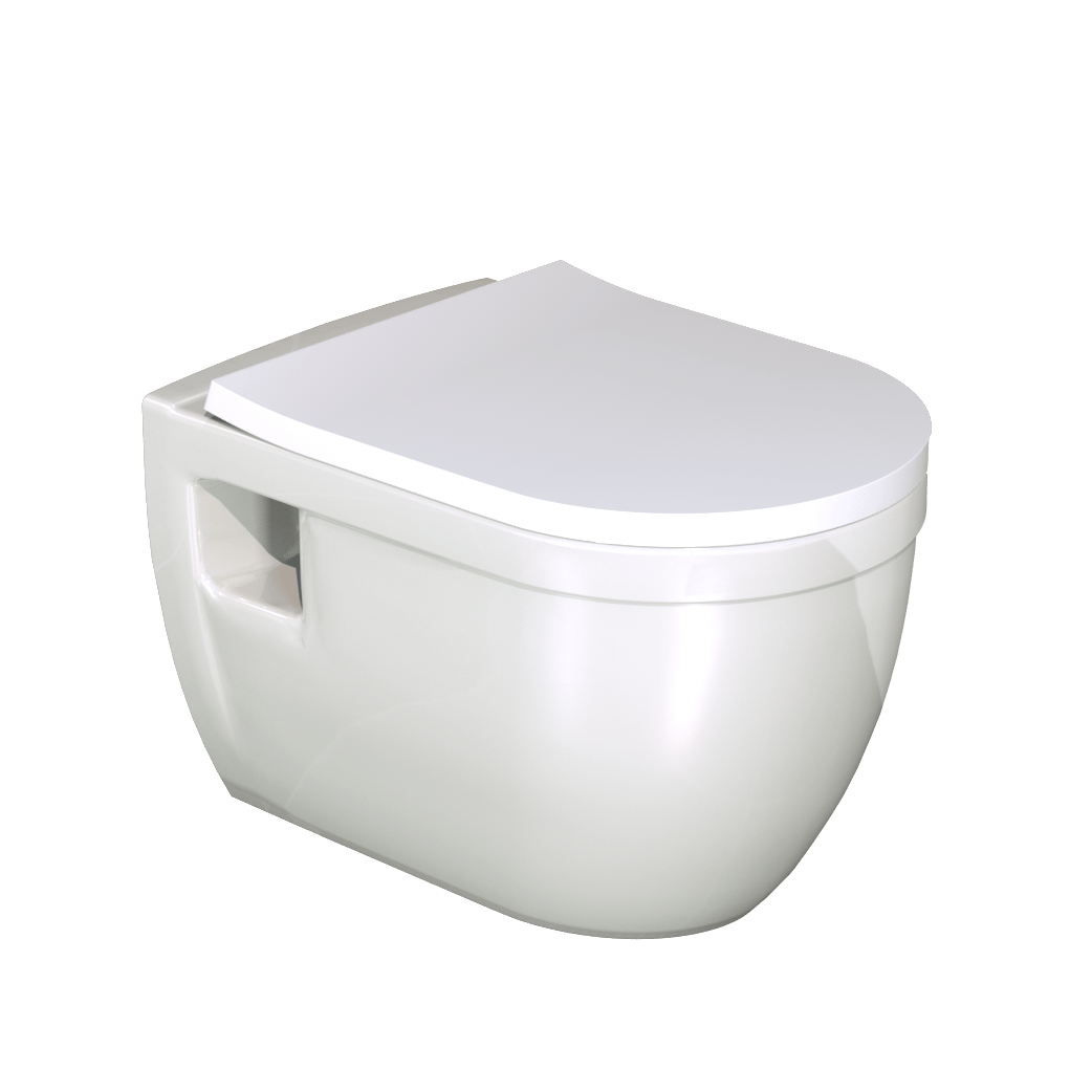 Linie Tempo hangtoilet en luxe wc-bril glanzend wit randloos met Geberit Duofix inbouwreservoir