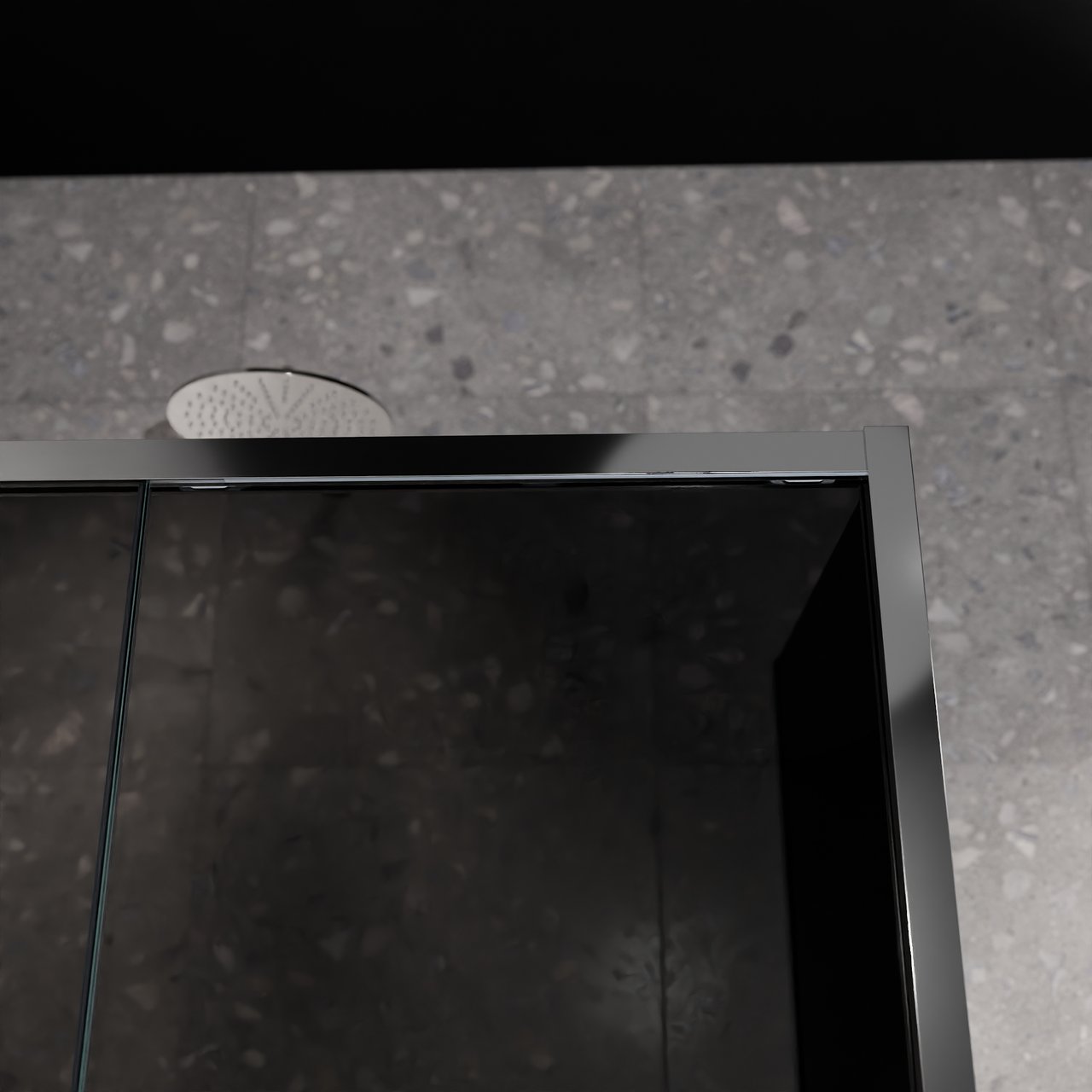Balmani Senses Design douche d'angle avec porte coulissante à gauche et paroi latérale fixe, 140 x 100 cm, Verre fumé, Profil Chrome brillant, coating inclus