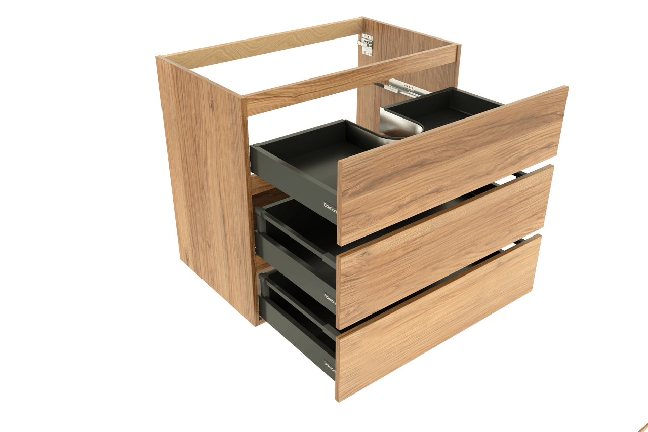Balmani Lucida staande wastafelonderkast 90 x 55 cm teak 3 lades