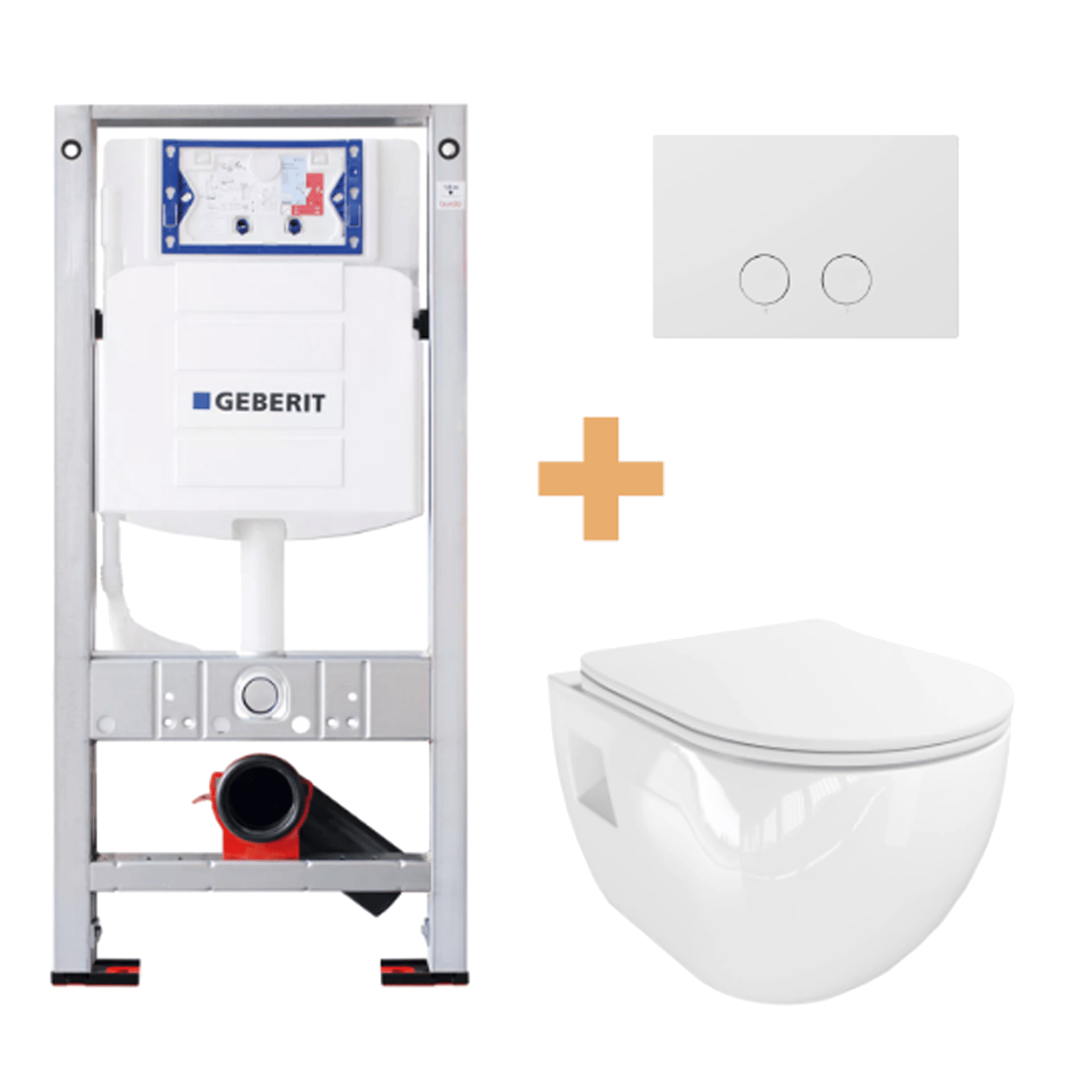 Linie Waldo hangtoilet glanzend wit randloos met Geberit Sigma inbouwspoelreservoir UP320 met Burda frame en bedieningspaneel
