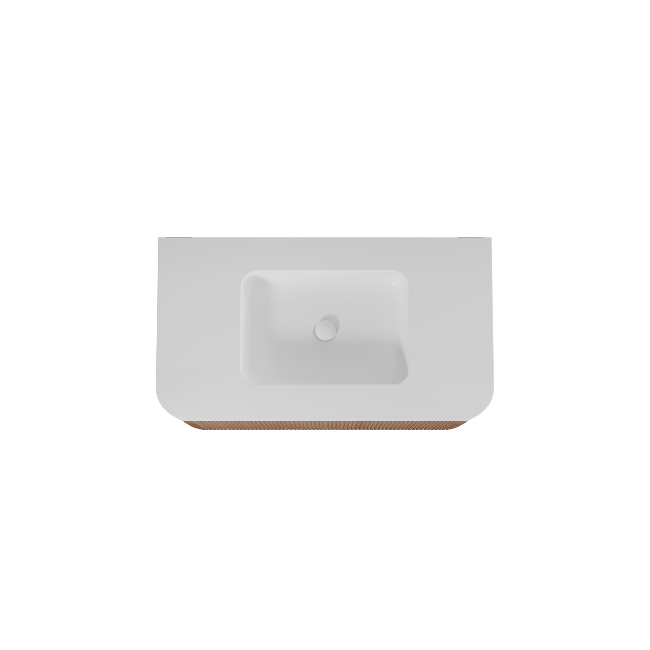 Balmani Moon meuble salle de bains suspendu 100 x 55 cm chêne naturel avec Moon plan simple en solid surface blanc mat, Nervure droite symétrique verticale