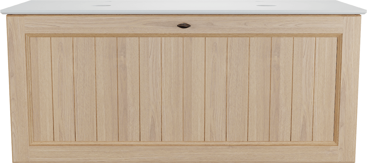 Balmani Lemon zwevend badmeubel 120 x 55 cm, fineer naturel eiken met Facetta dubbel wastafelblad in mat wit