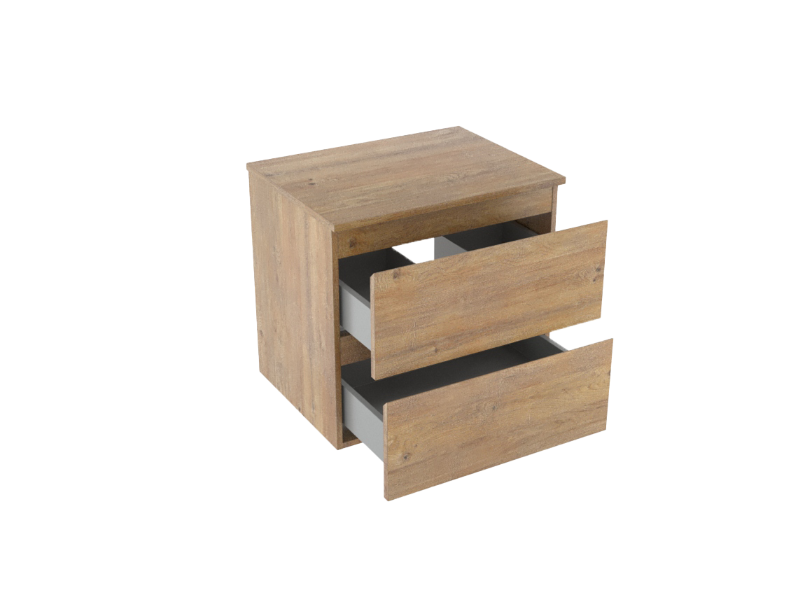 Linie Lado hängendes Möbelstück Set: 60 x 46 cm, Naturbelassene Eiche, mit Lado Einzel Waschtischplatte, Melamin Naturbelassene Eiche