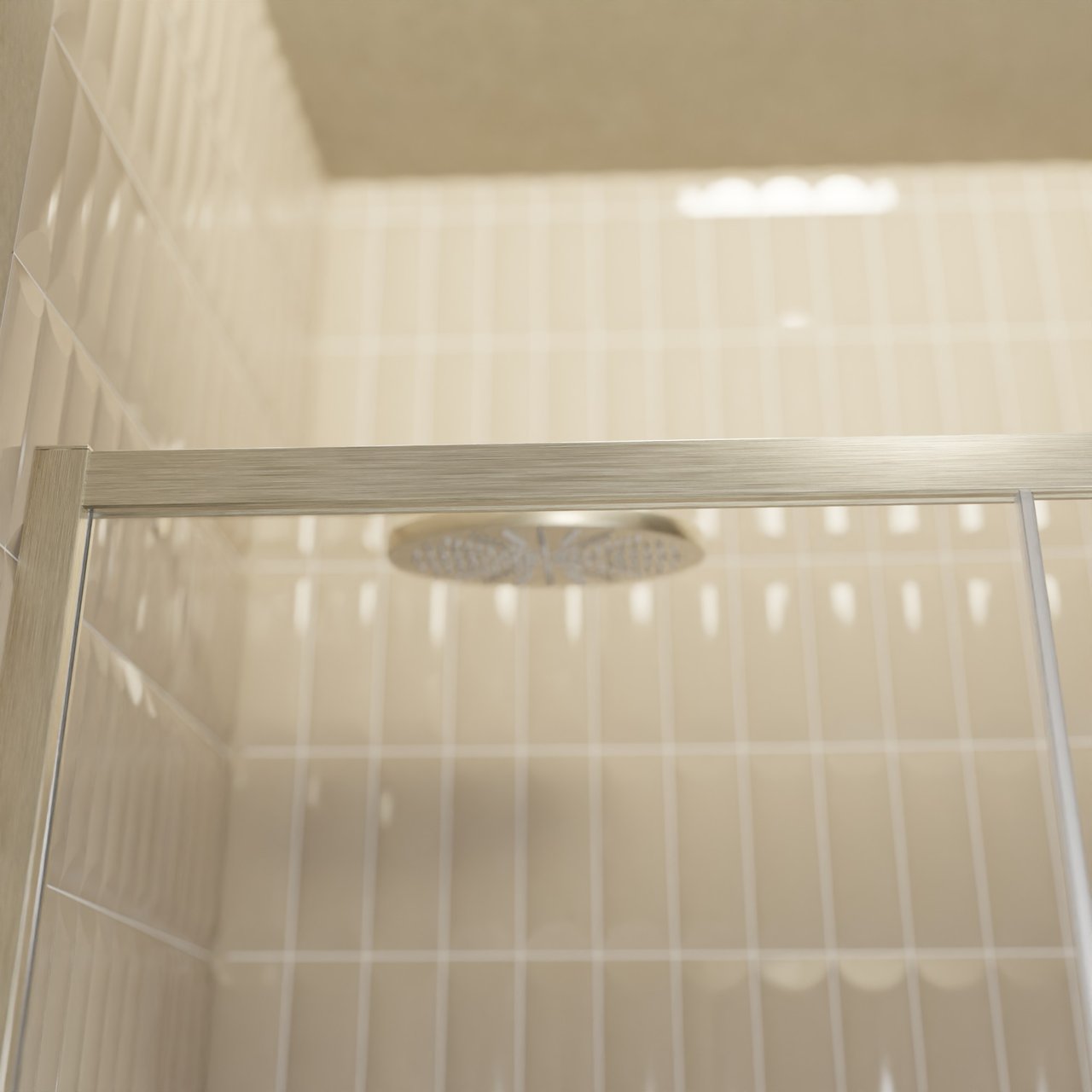 Balmani Senses Design Dusche Schiebetür, umkehrbar, 160 cm x 210 cm, Klarglas, Profil Brushed CoolMetal
