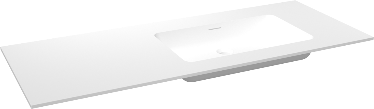 Storke Mata Waschtisch, rechts, Solid Surface matt, 130 x 52 cm, Schrankkombination 35 cm