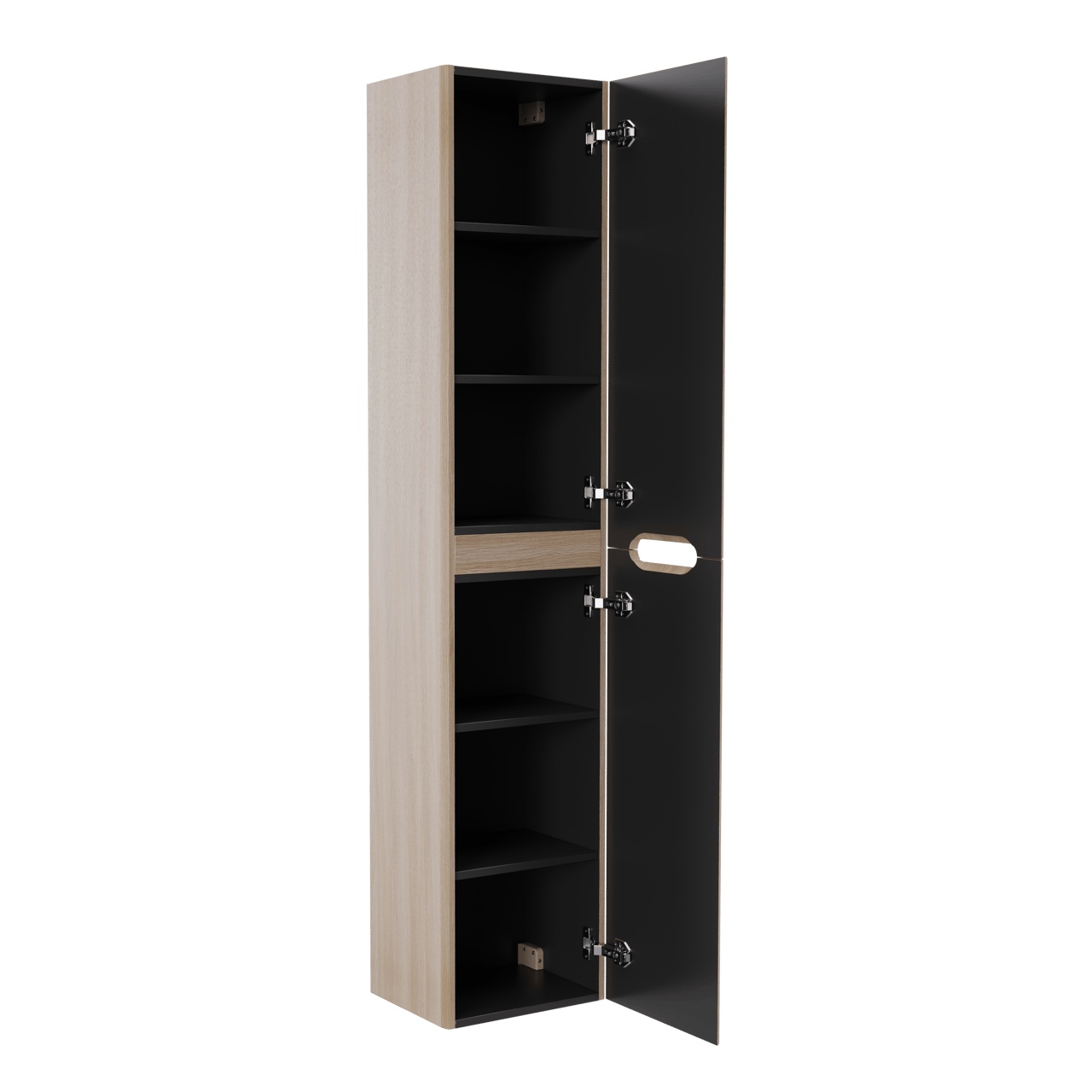Linie Curvo hängender Hochschrank Eiche Hell 35 x 30 x 170 cm, Vert. Sym. Rippe