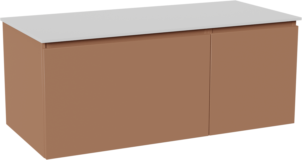 Balmani Sfera by Lucida meuble salle de bains suspendu 120 x 55 cm cotto avec Stretto tablette simple ou double en solid surface blanc mat