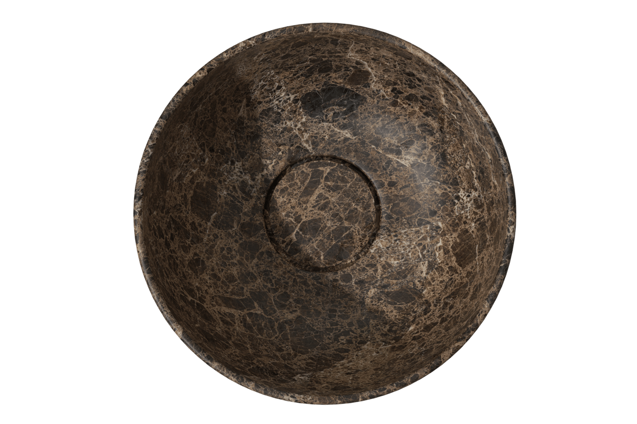 Balmani Bowl Aufsatzwaschbecken: Marmor Dark Emperador, rund, Ø 24 cm