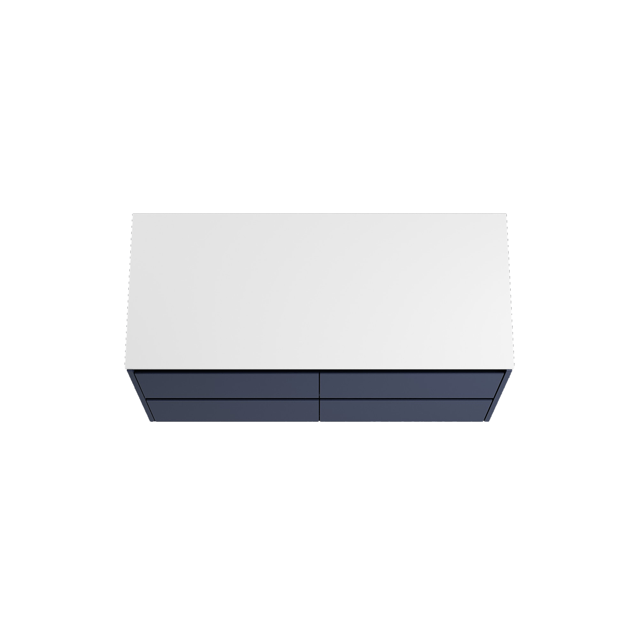 Storke Seda zwevend badkamermeubel 120 x 52 cm nachtblauw met Tavola enkel of dubbel tablet in solid surface mat wit