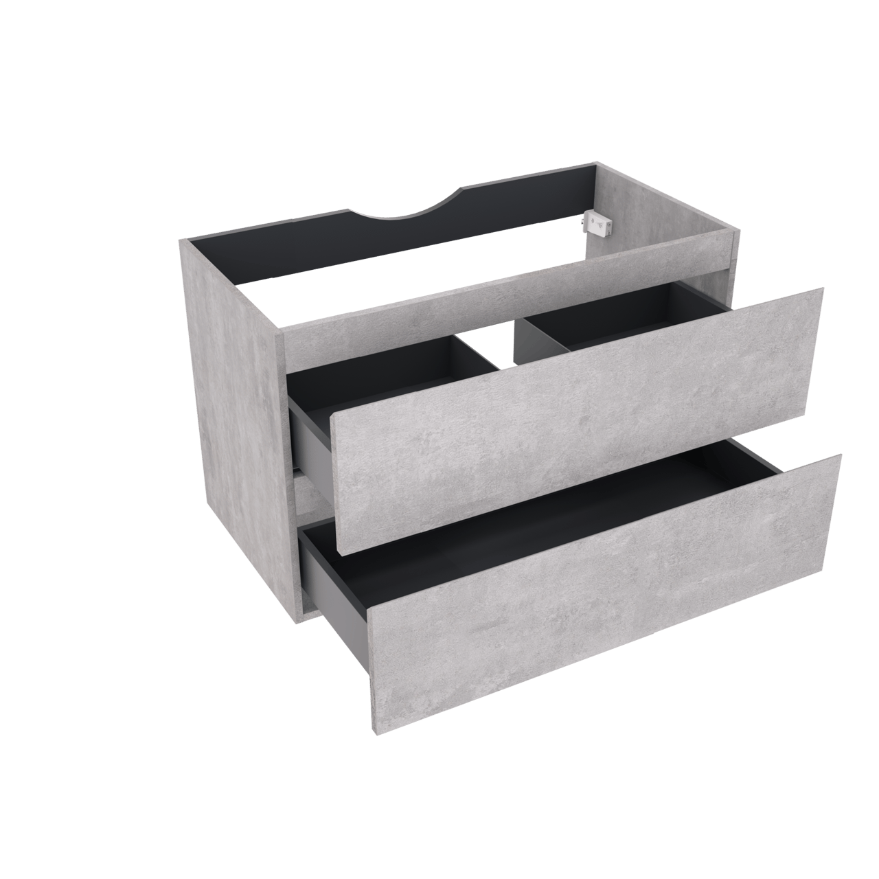 Linie Lado hängender Waschbeckenunterschrank: 90 x 46 cm, Beton dunkelgrau, 2 Schubladen