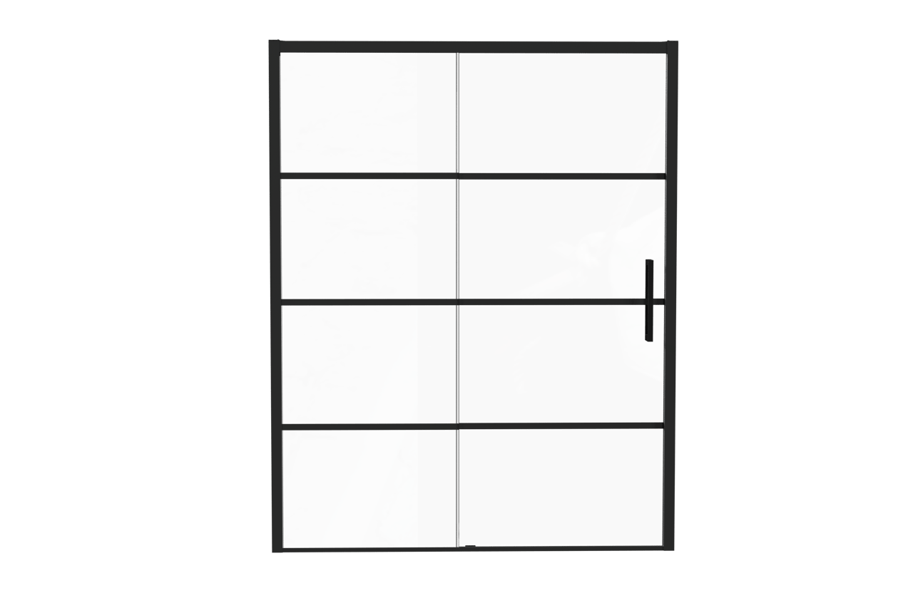 Luca Varess Senses Duschtür: Schiebetür, Links, 160 x 200 cm, gestreiftes Glas, Schwarzes Profil, matt