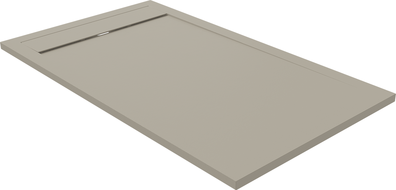 Luca Varess Dandy douchebak 140 x 80 cm composietmarmer mat zijdegrijs rock structuur