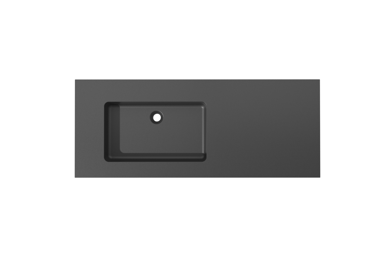 Storke Scuro High asymmetrisch linkse wastafel mat kwarts 130 x 52 cm