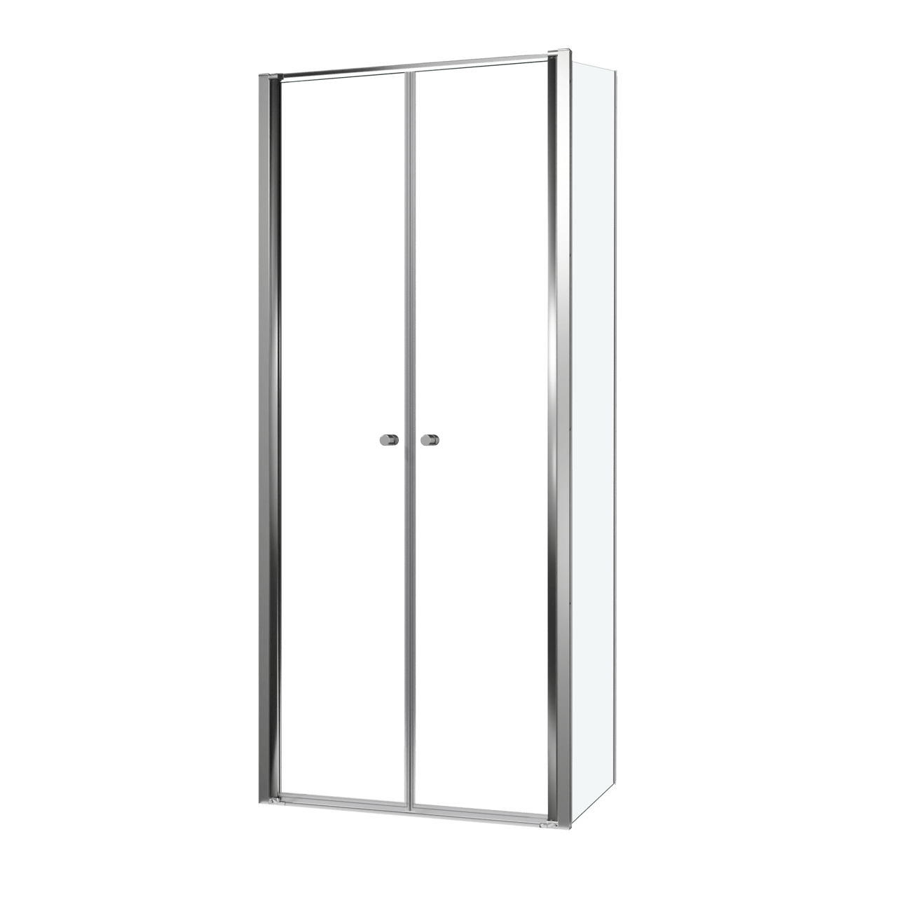 Luca Varess Kuresa douche d'angle porte battante avec paroi latérale fixe 90 x 80 x 200 cm verre transparent et profil chrome brillant