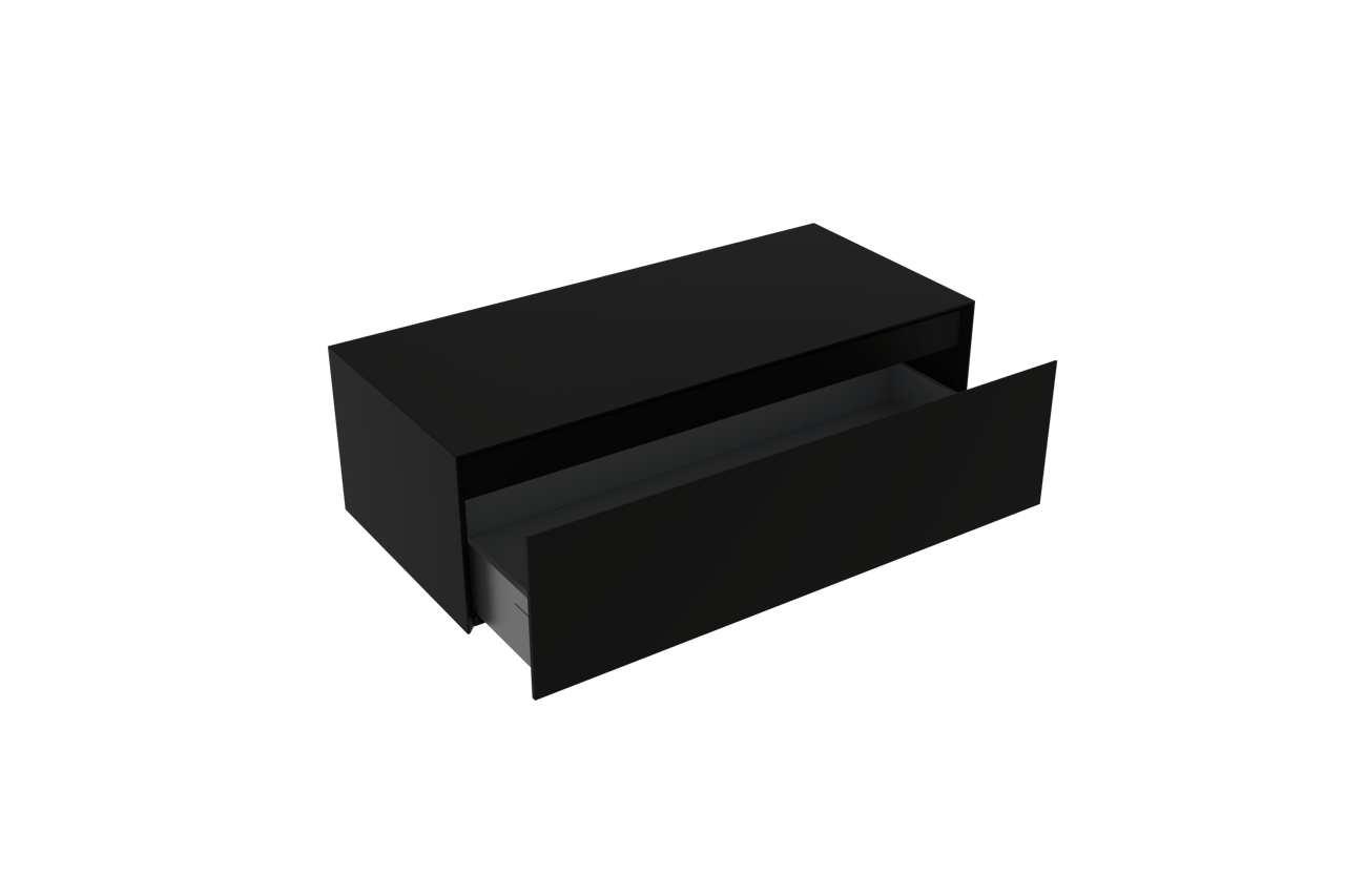Storke Edge Modulo hängender Waschbeckenunterschrank: 105 x 48 cm, Schwarz matt, 1 Schublade
